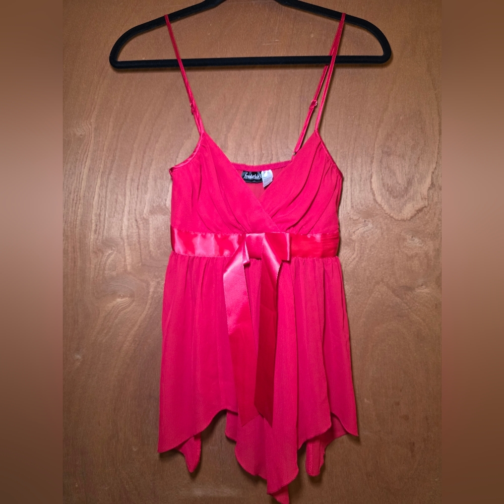 Frederick's of Hollywood elegant babydoll Nightie red cami S Small